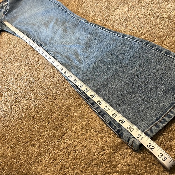 Vtg One Tuff Babe OTB Stretch Flare Leg Light Blue Jeans size 7/8 - Picture 7 of 11